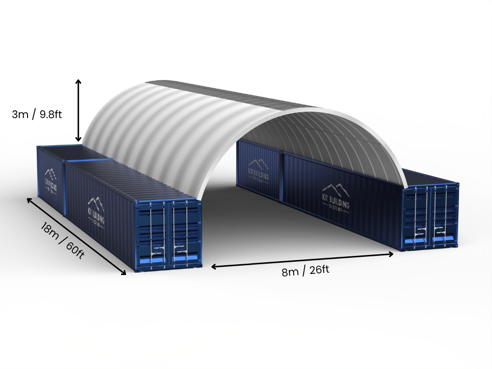 8m (26ft) Span | Container Canopies 26ft Width, 10ft Height (8m x 3m)