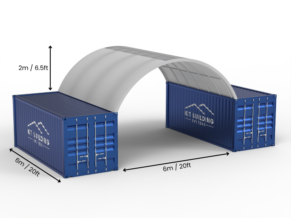 6m (20ft) Span | Container Canopies 20ft Width, 6.5ft Height  (6m x 2m)