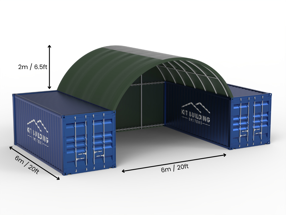 6m (20ft) Span | Container Canopies 20ft Width, 6.5ft Height  (6m x 2m)
