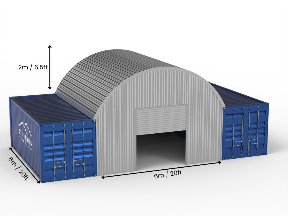 6m (20ft) Span | Steel Container Canopies 20ft Width, 6.5ft Height  (6m x 2m)