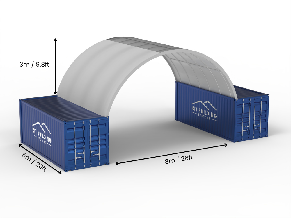 8m (26ft) Span | Container Canopies 26ft Width, 10ft Height  (8m x 3m)