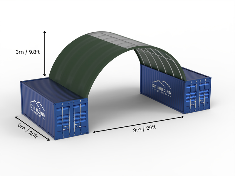 8m (26ft) Span | Container Canopies 26ft Width, 10ft Height  (8m x 3m)