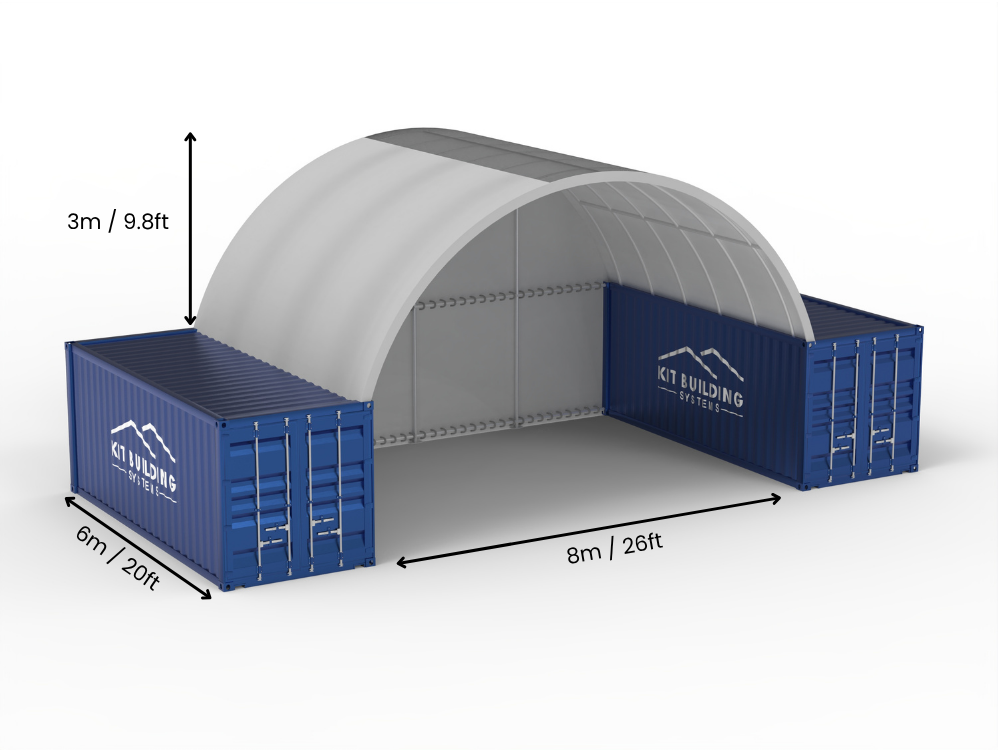 8m (26ft) Span | Container Canopies 26ft Width, 10ft Height  (8m x 3m)