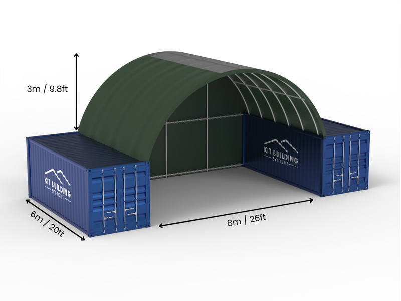 8m (26ft) Span | Container Canopies 26ft Width, 10ft Height  (8m x 3m)