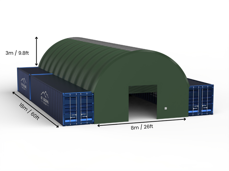 8m (26ft) Span | Container Canopies 26ft Width, 10ft Height  (8m x 3m)