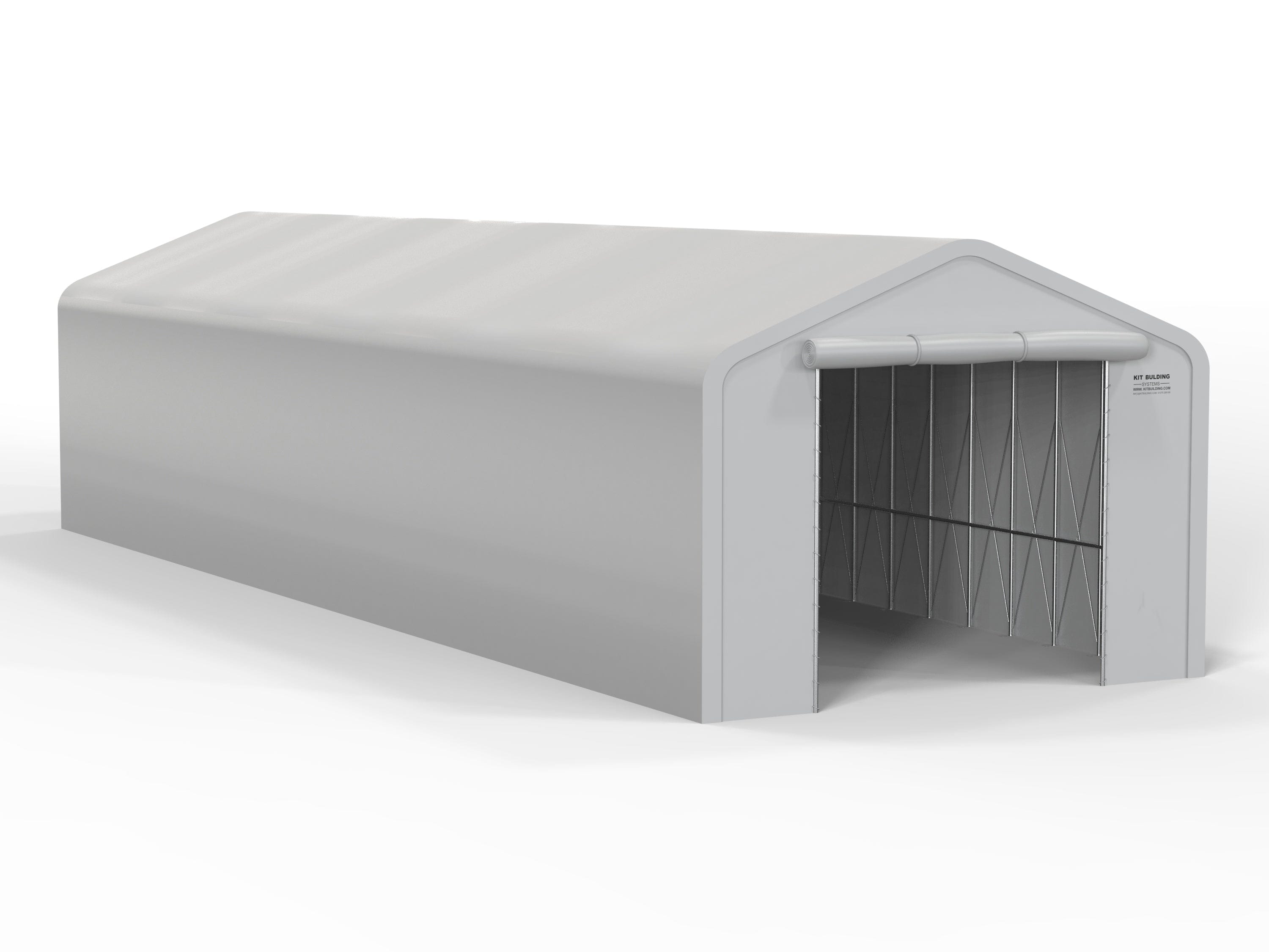 Kit Buildings 82ft x 26ft x 20ft (25x8x6.1m) / Manual Rolling PVC Door Fabric Storage Buildings | Single Truss