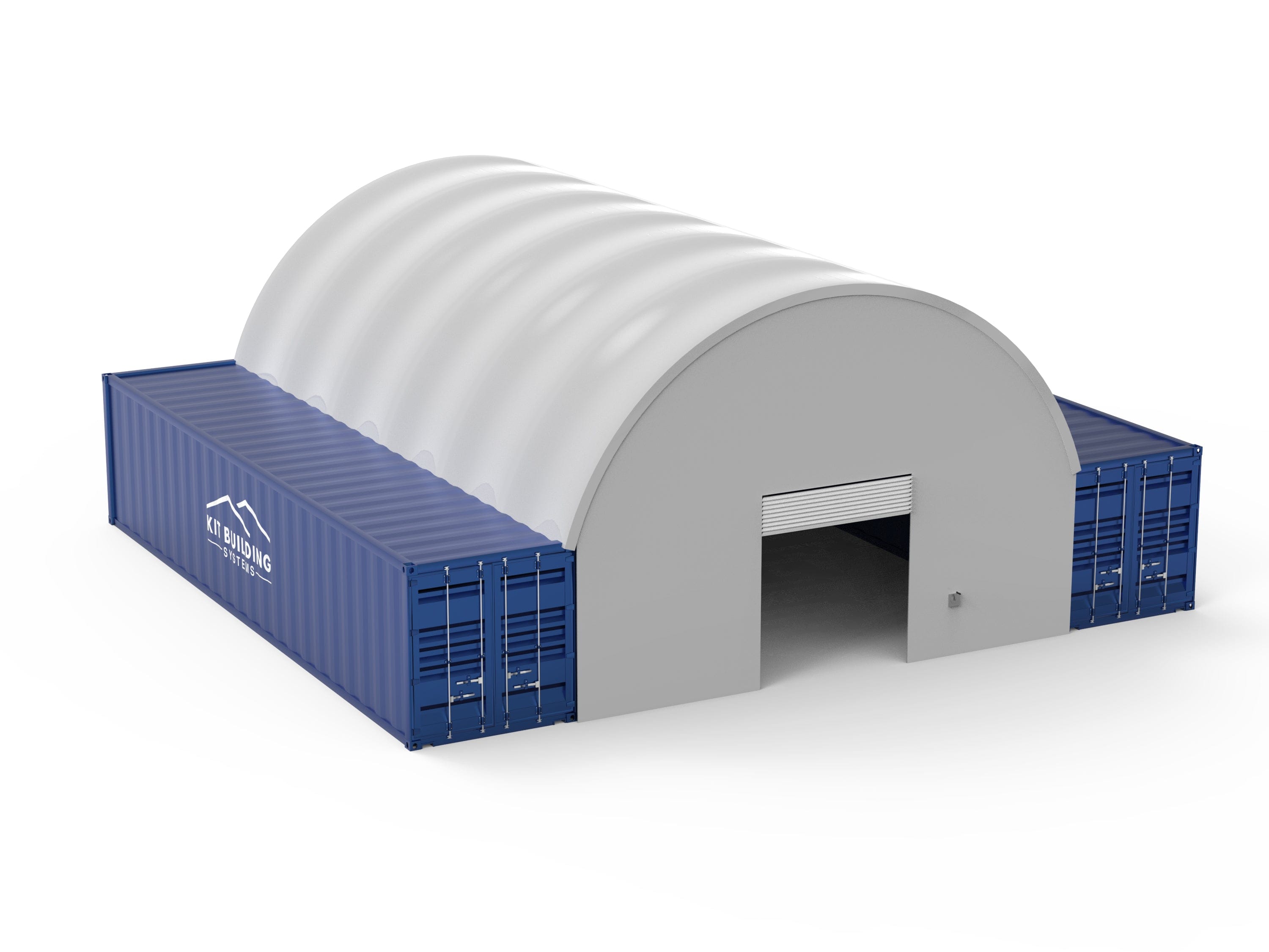 Kit Buildings Light Grey / Back & Front Panel with Winch Door Container Shelter - 26ft x 40ft x 10ft (8m x 12m x 3m)